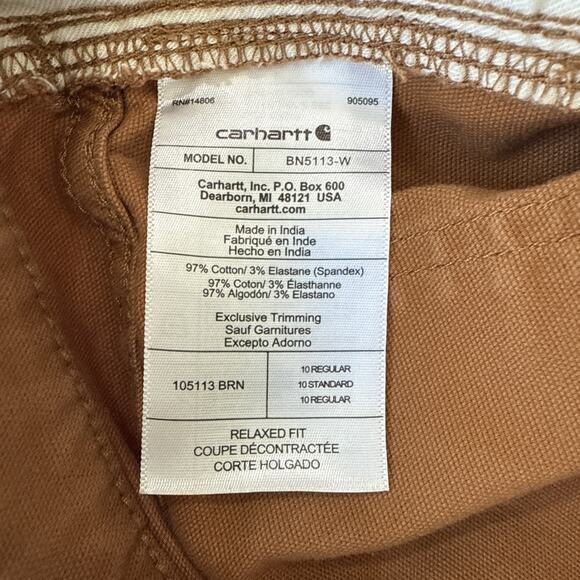 Carhartt Rugged Flex Canvas Work Pants Brown Carpenter Utility Relaxed Fit Sz 10 - Picture 9 of 13